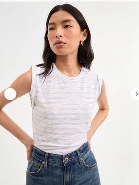 Veronica Beard Striped Blue & White Dree Muscle Tee size XS